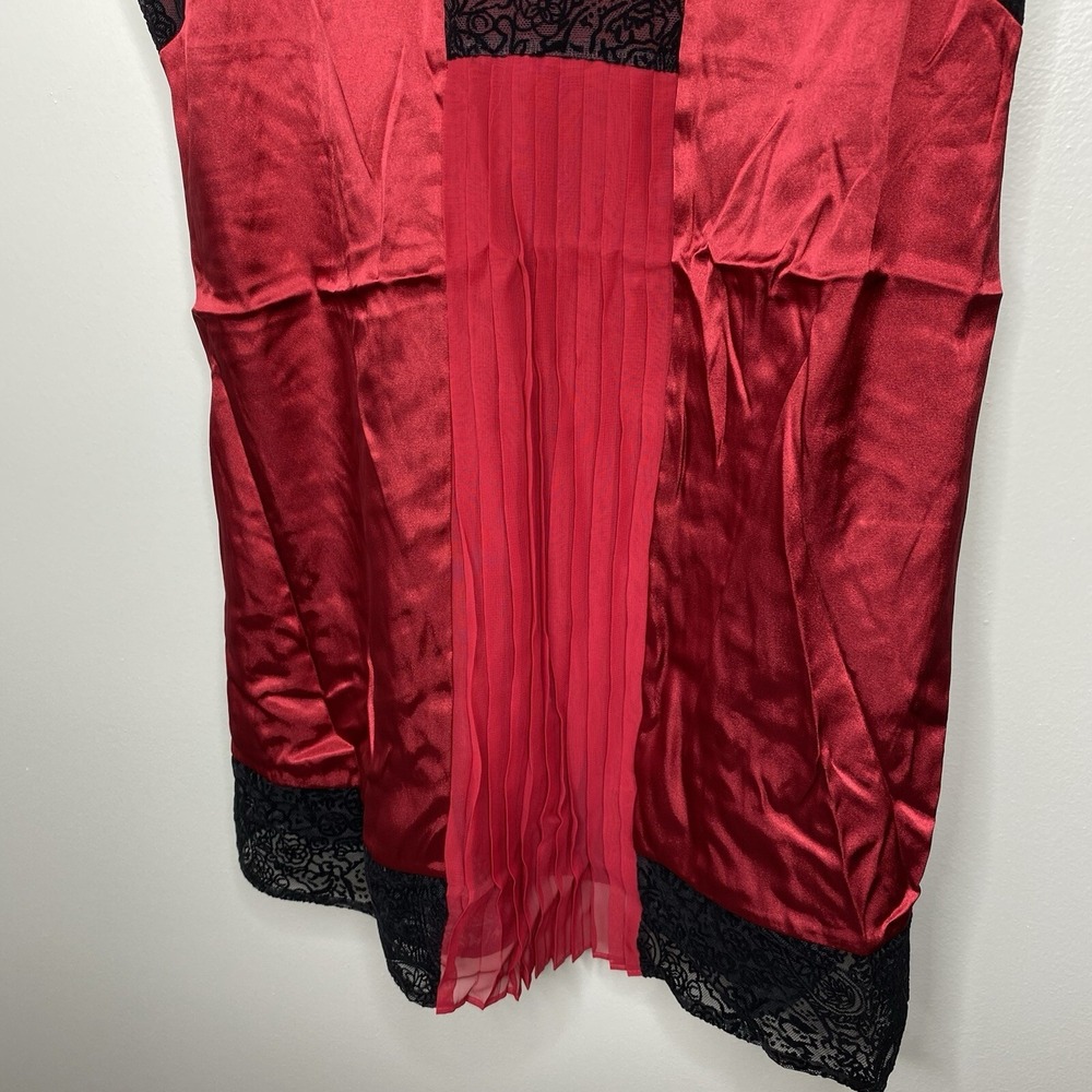 Victoria's Secret Silk Babydoll Lingerie Dress Size M Red Black Velvet Lace - Picture 3 of 10
